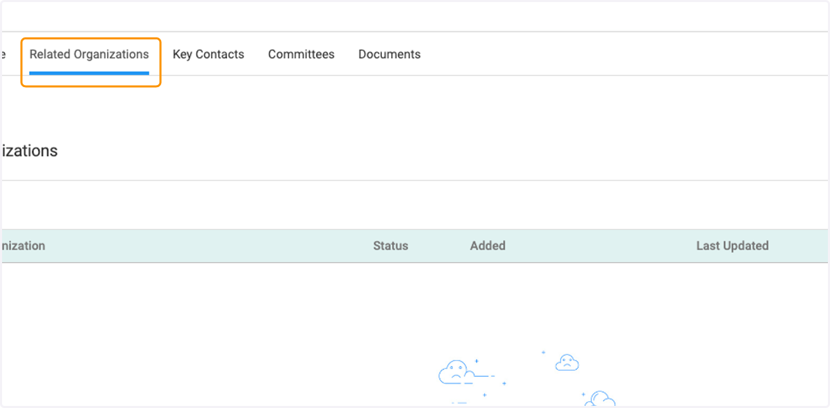 Click on Related Organizations to view any parent or other related organizations