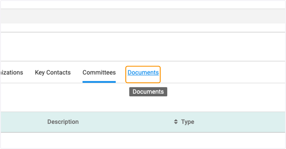 Click on Documents to view any stored documents