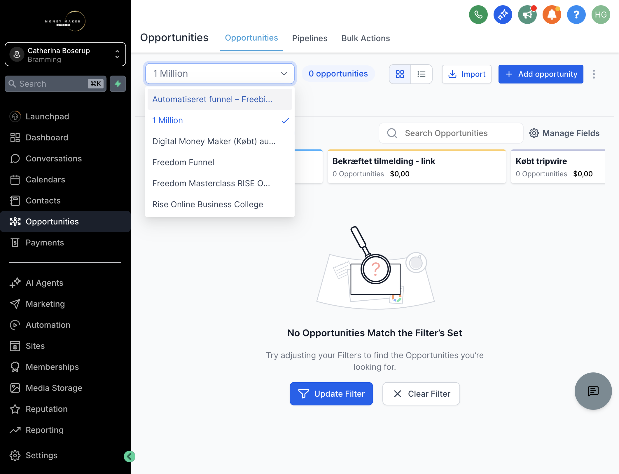 Click on Automatiseret funnel – Freebie → High-ticket