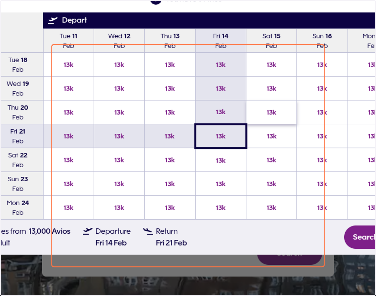 Click on Award flight