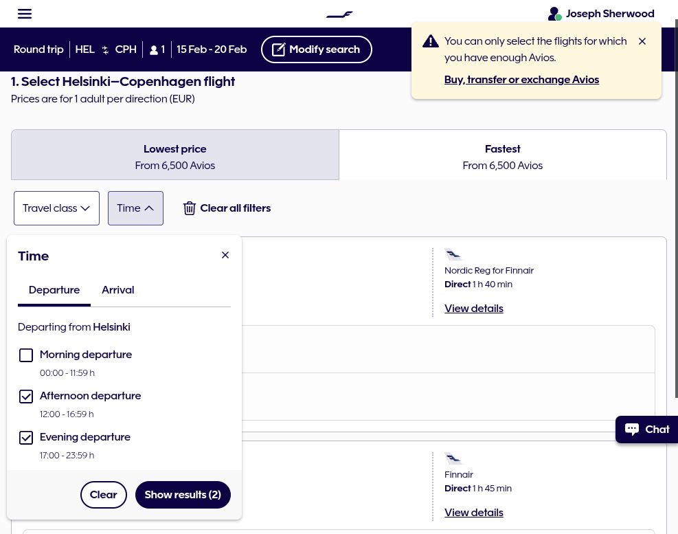 Click on Travel class…