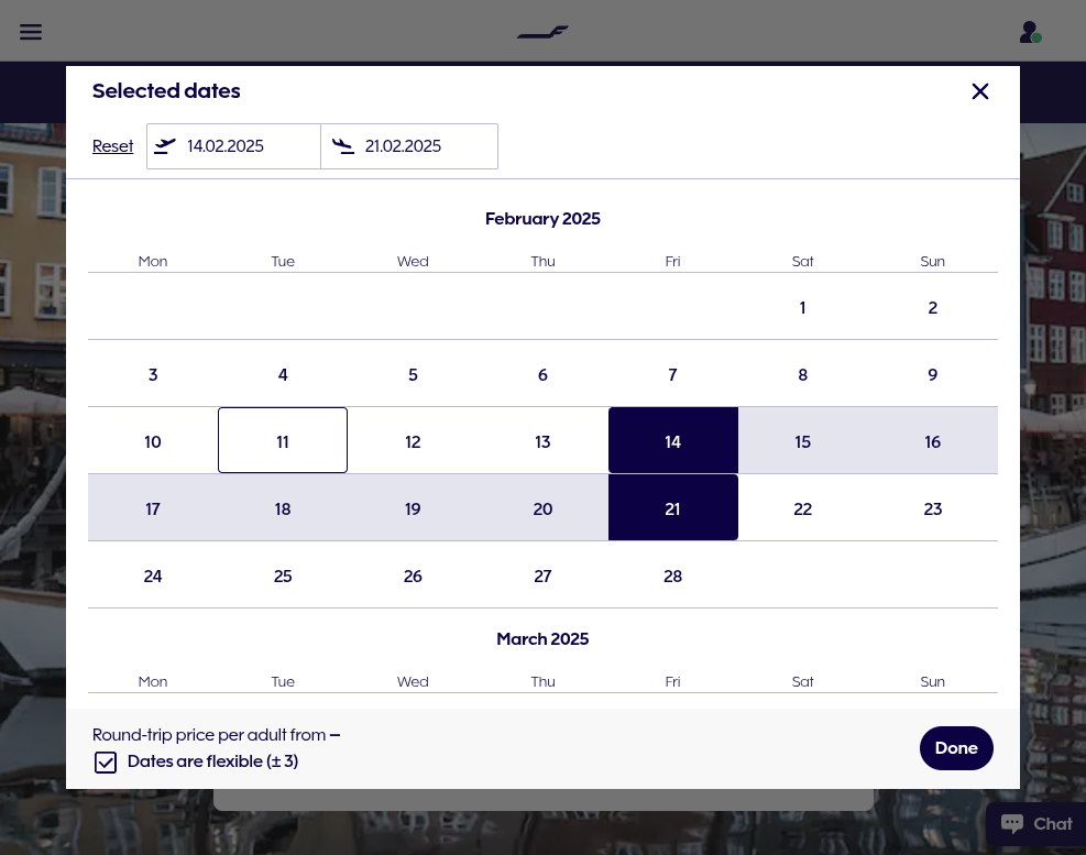 Uncheck Dates are flexible (± 3)