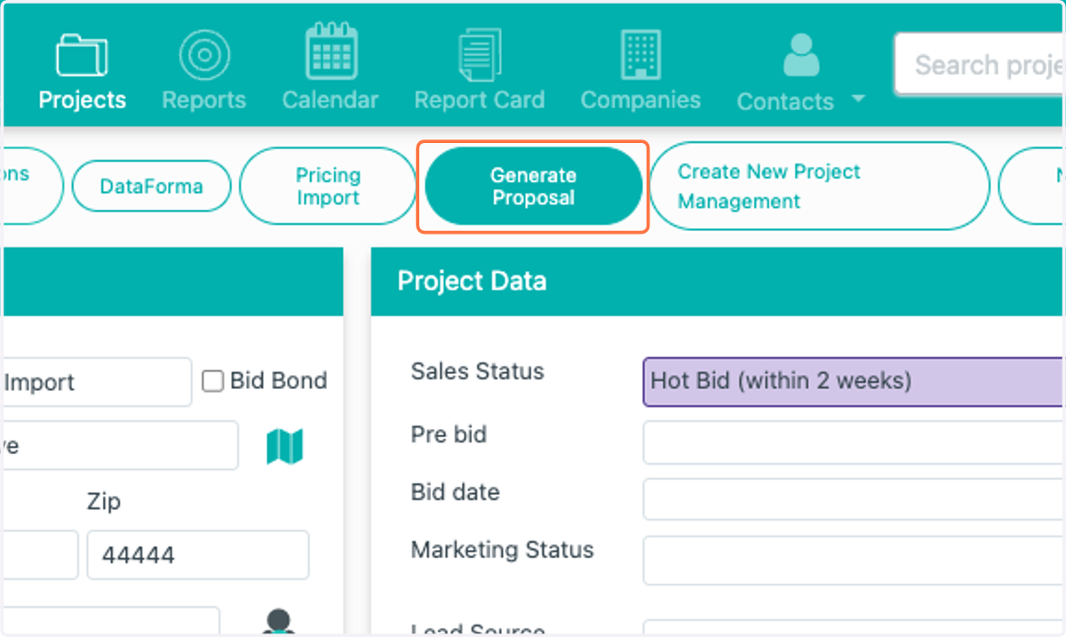 Click on Generate Proposal
