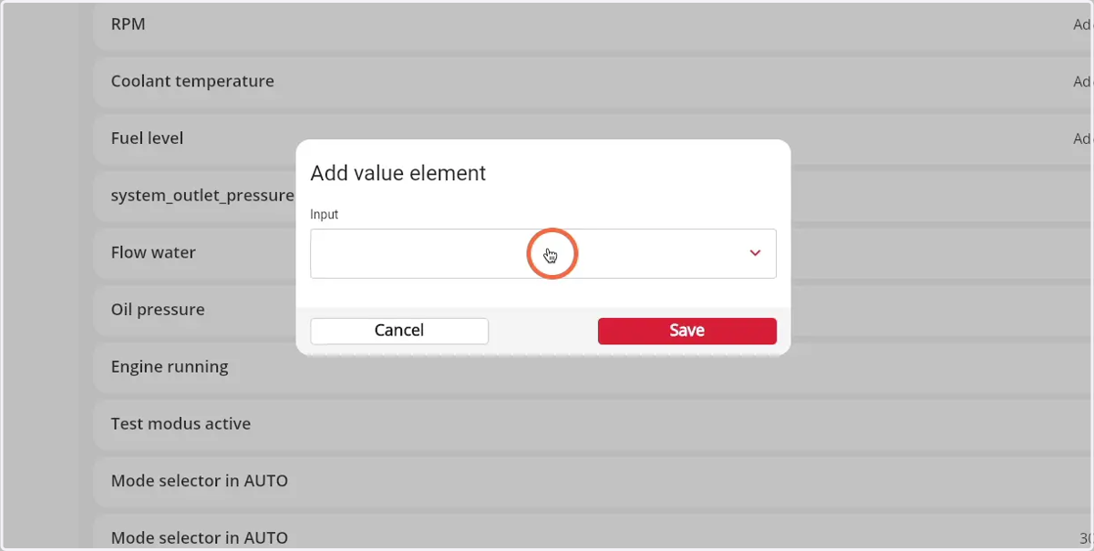 Click on the input field to select the desired input