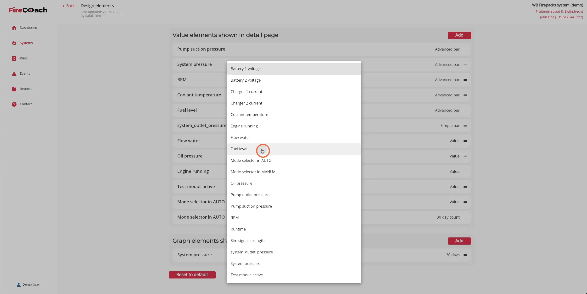 Select the desired input from the dropdown