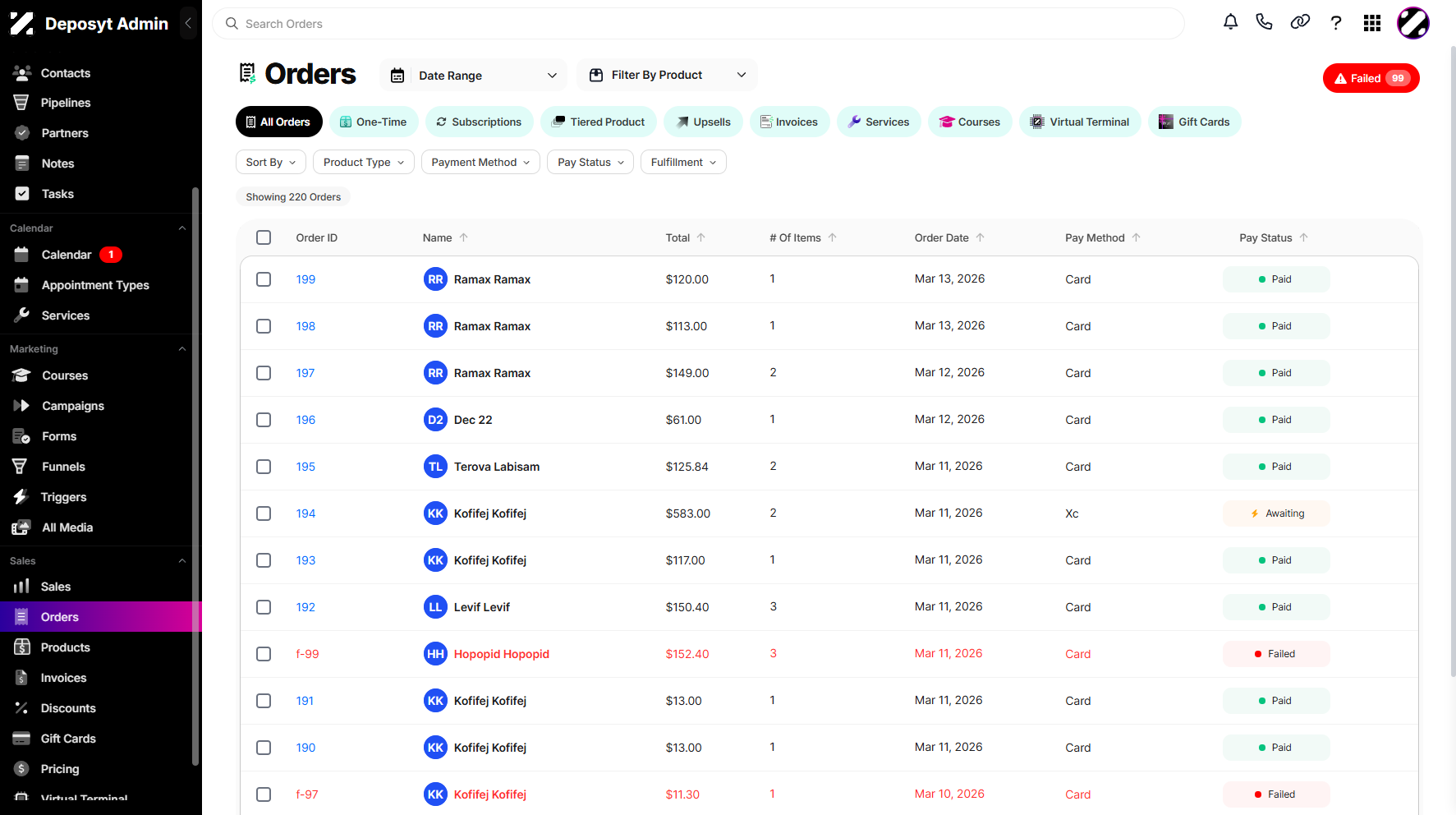 Filter Orders By Date Range