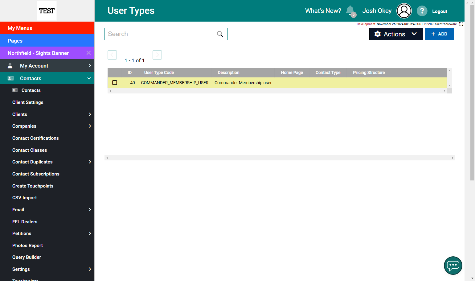 User Type Code