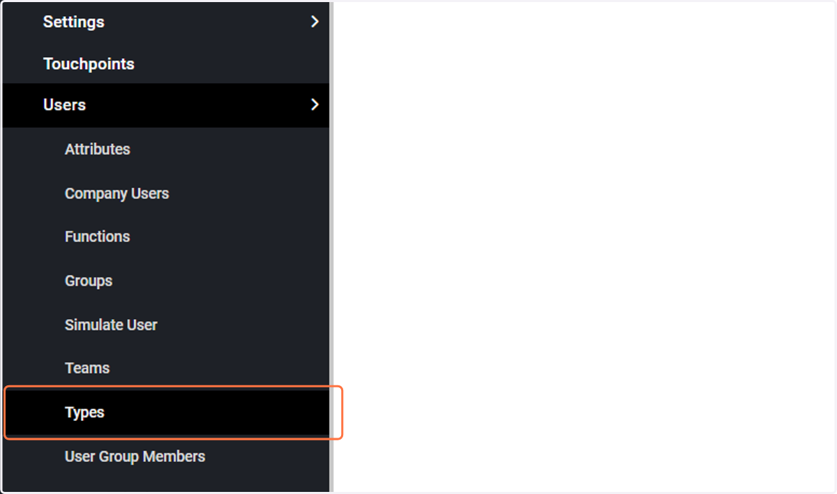 Click on Types