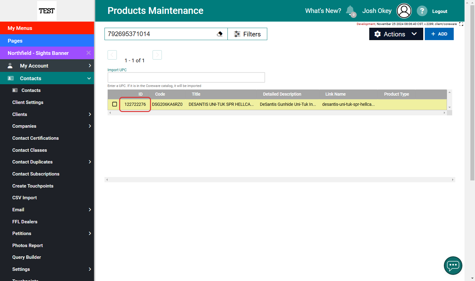 Search and Select Your Test Product
