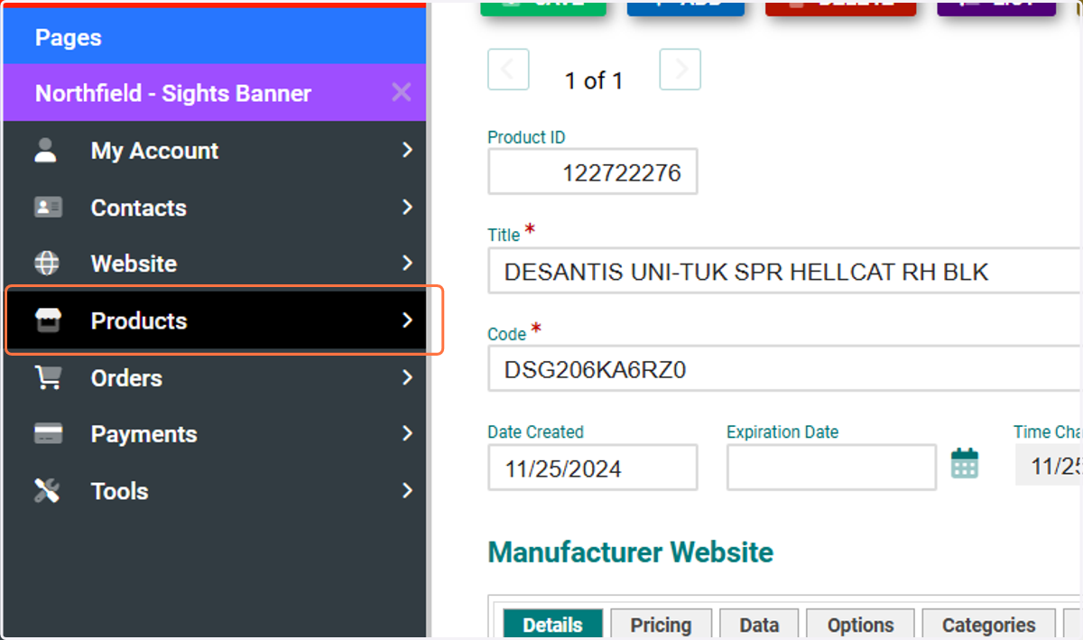 Click on Products