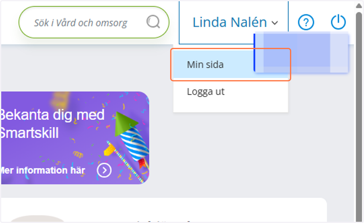 Tryck på "Min sida"