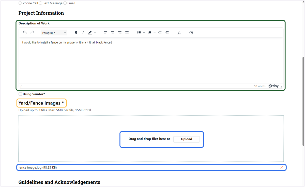 Fill out the fields on the application