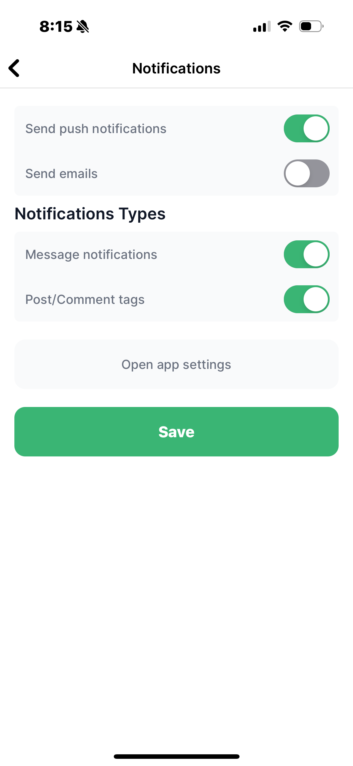 Send a screenshot of this page and then click "Open App Settings"