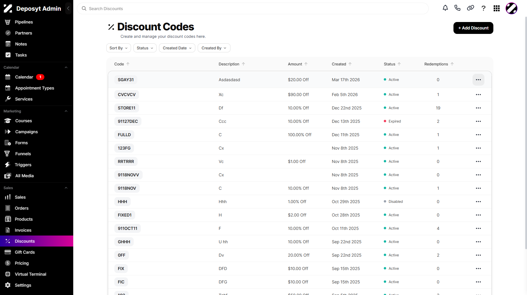 Step 3: Choose an existing discount, then click the three-dot menu.