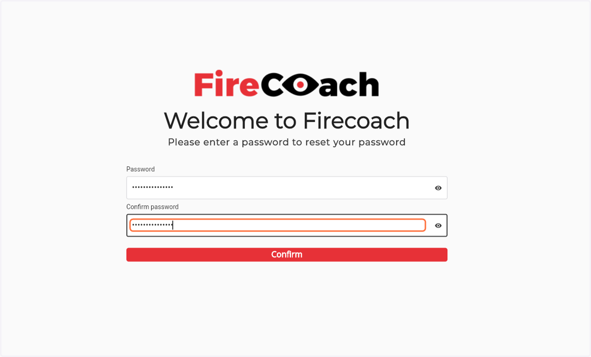 Confirm your desired password