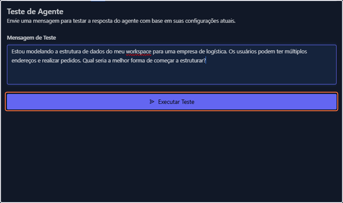 Execute o teste