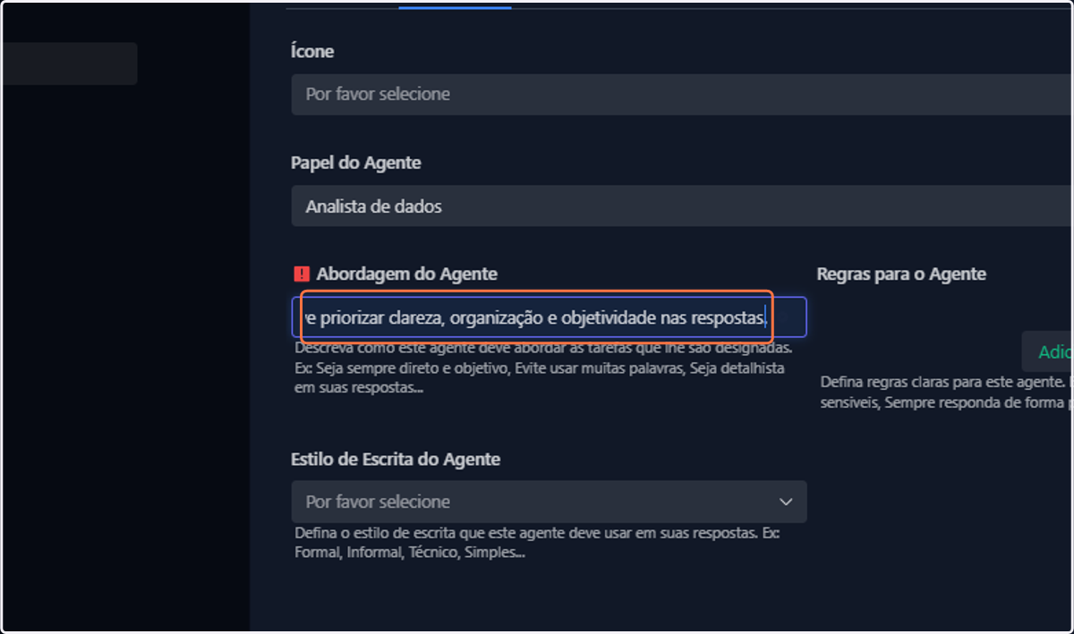 Descreva a abordagem desejada