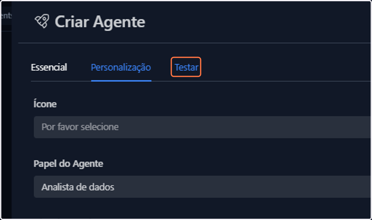 Vá até a aba Testar