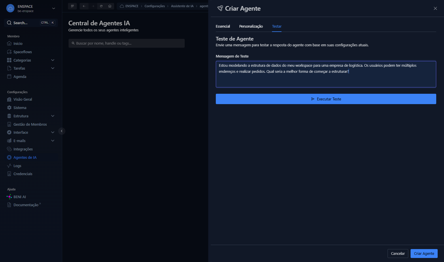 Escreva seu prompt de teste
