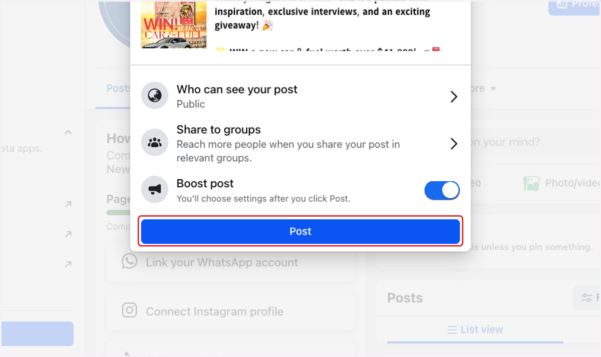 Click on Post
