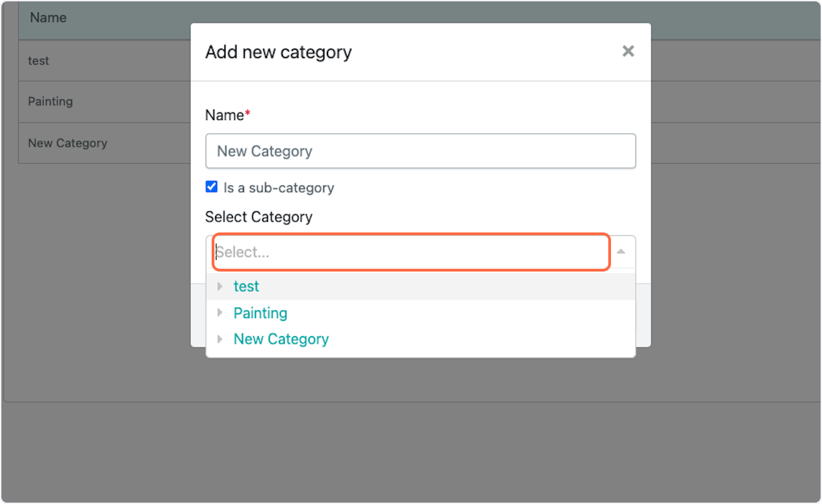 If you are adding a subcategory, select primary category
