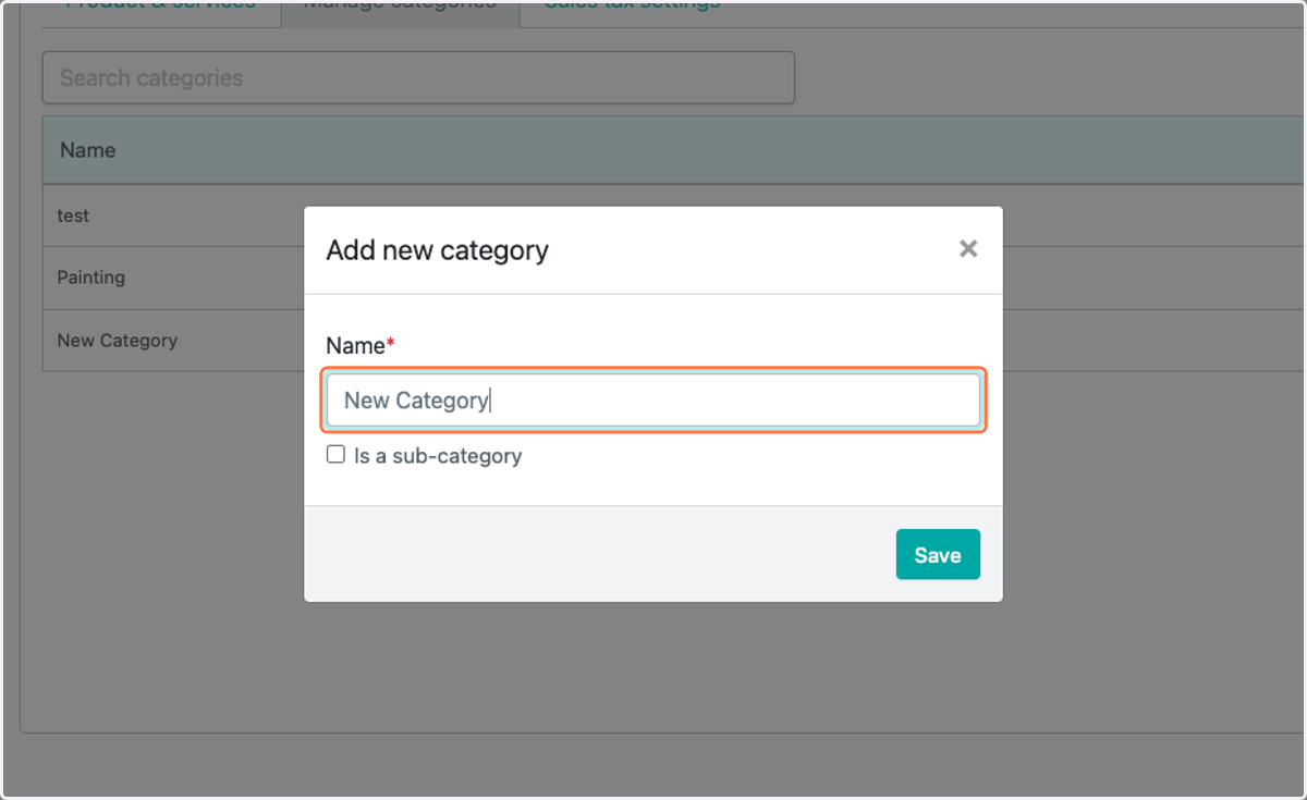 Type category name