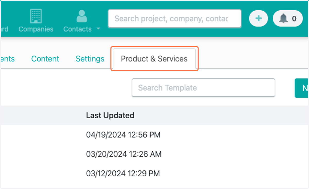 Click on Product & Services