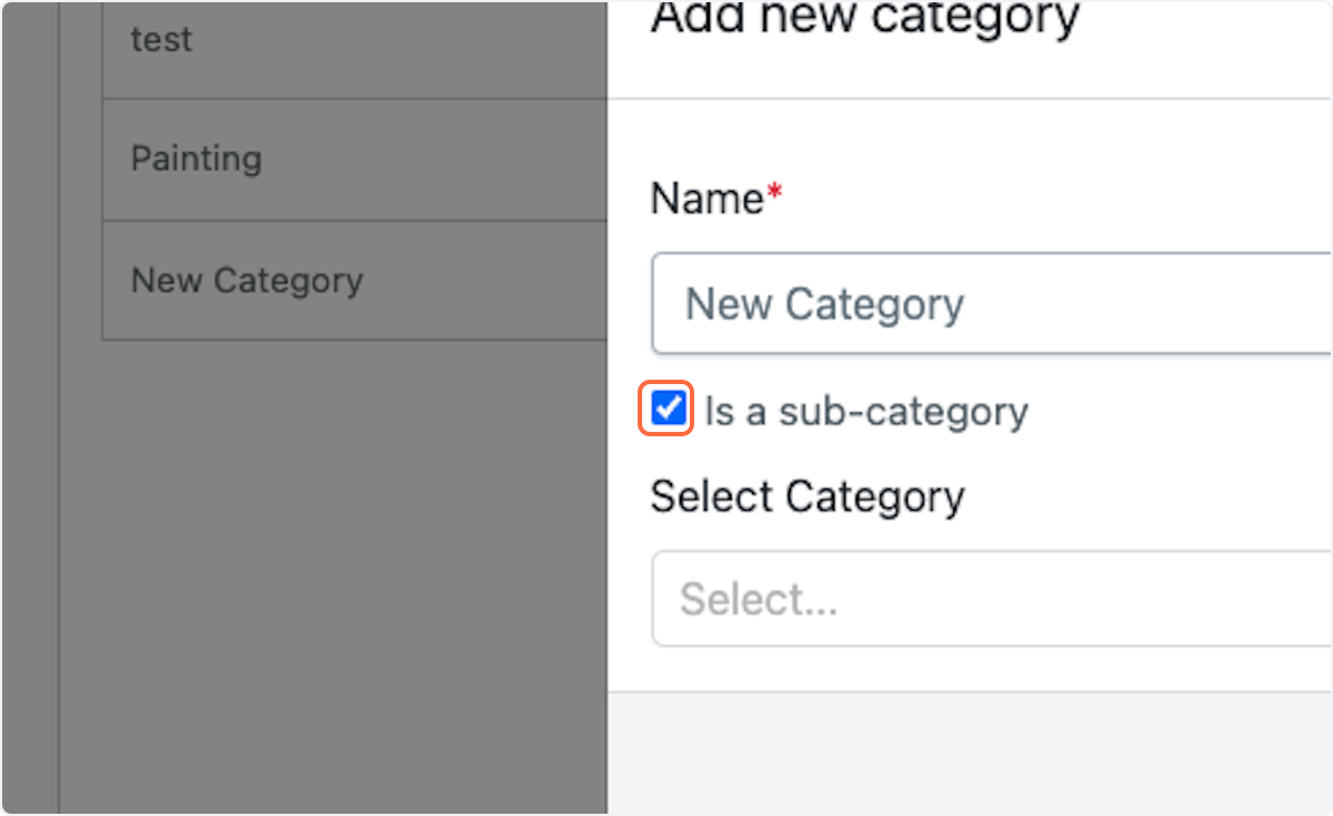 If you are adding a subcategory, select "Is a sub-category" checkbox
