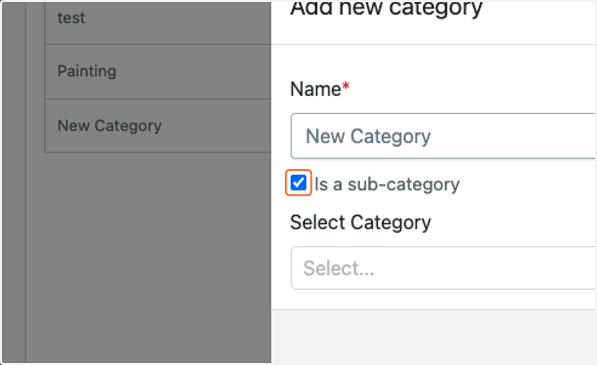 If you are adding a subcategory, select "Is a sub-category" checkbox