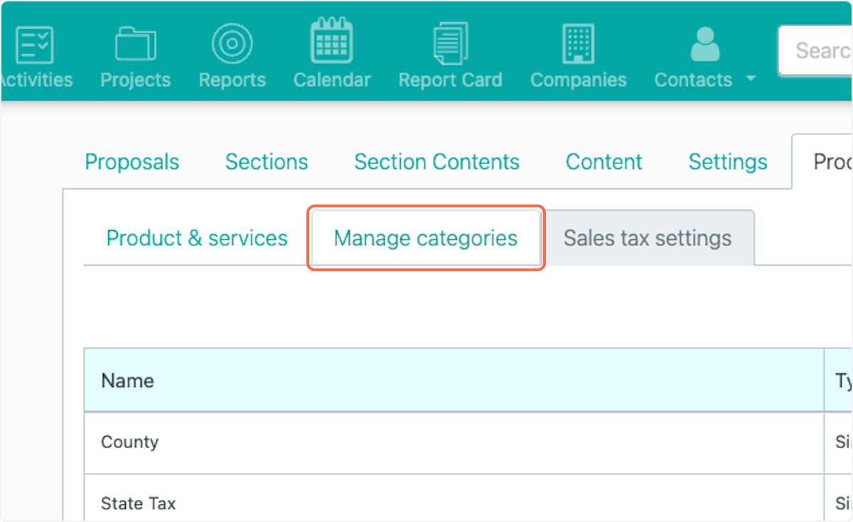 Click on Manage categories