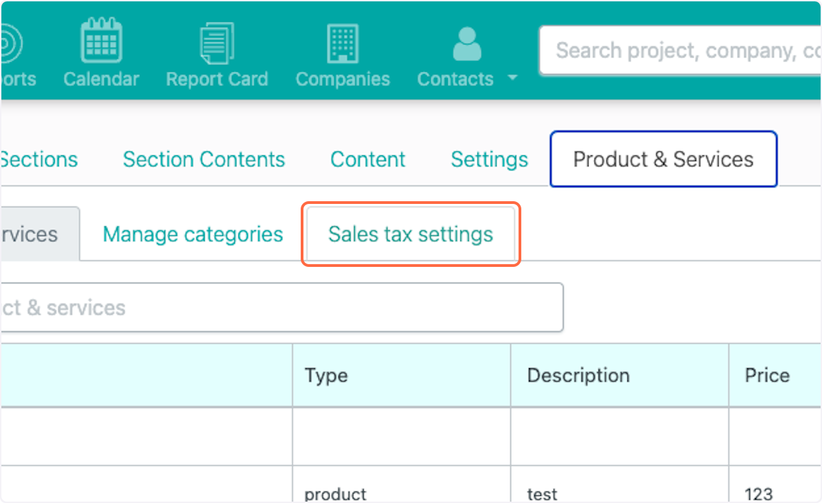 Click on Sales tax settings