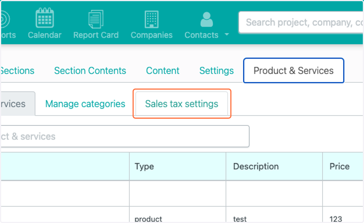Click on Sales tax settings