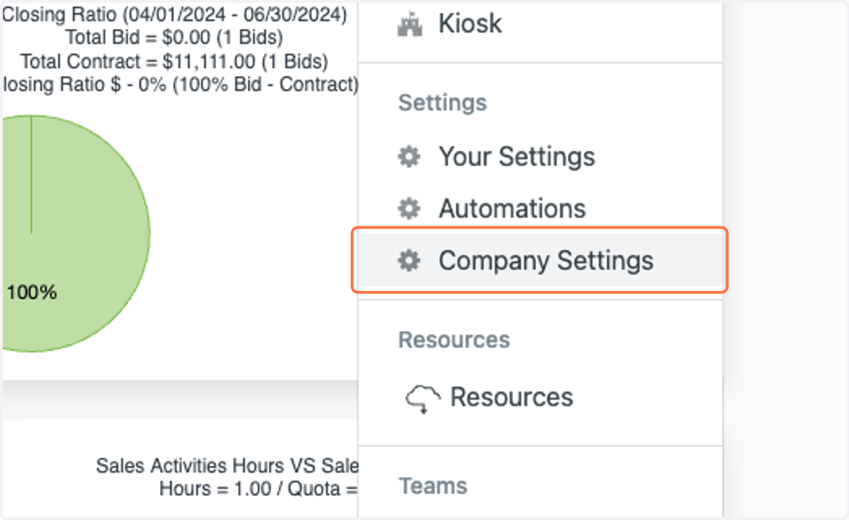 Click on Company Settings