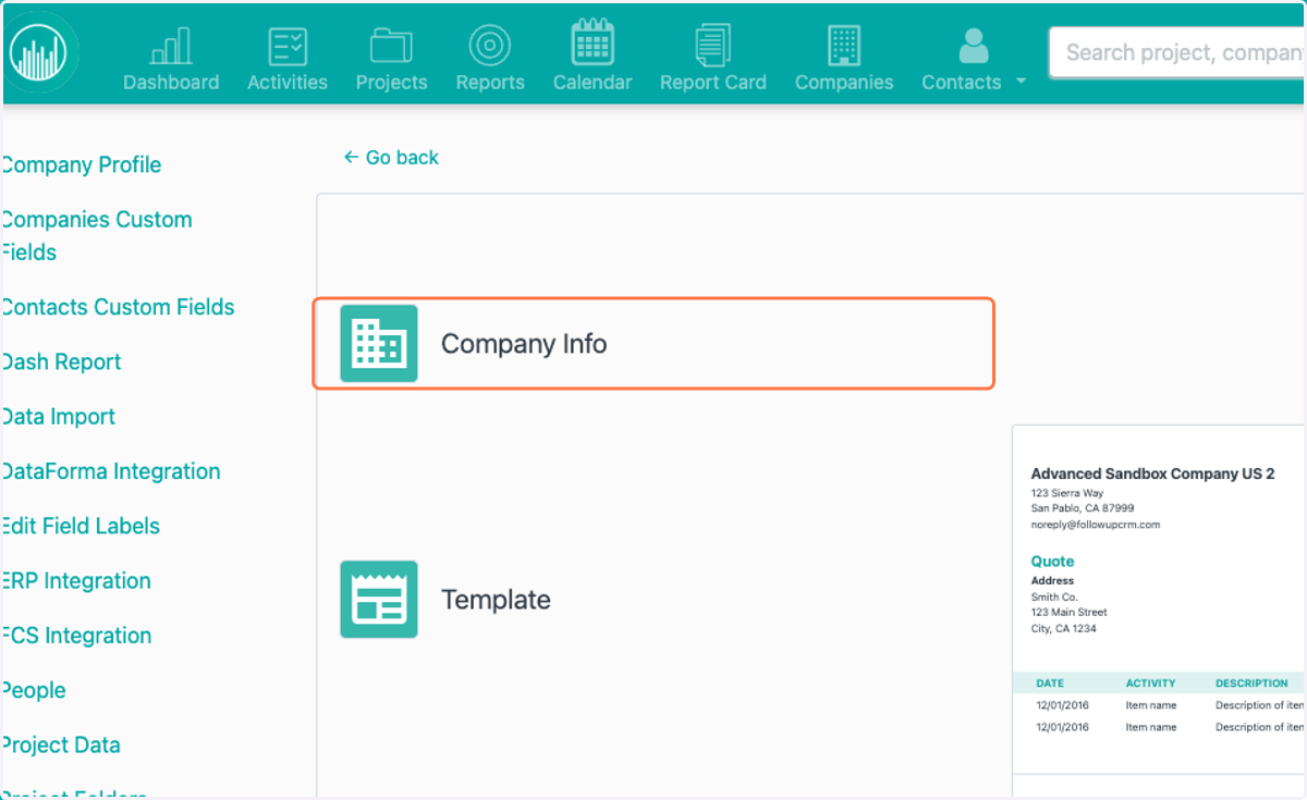 Add Company Info
