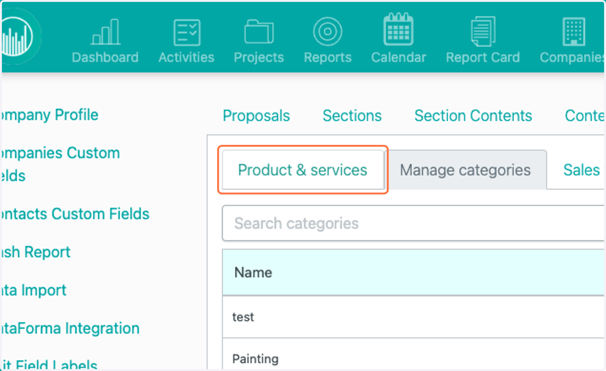 Click on Product & Services