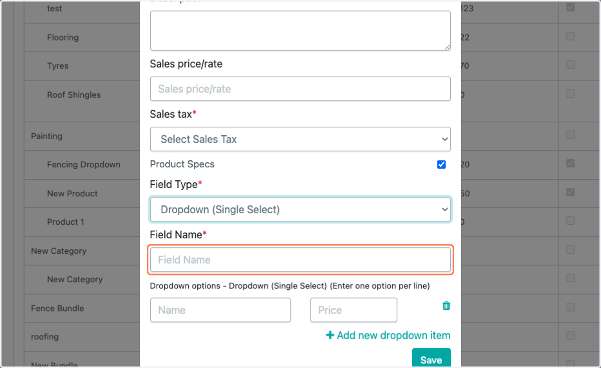 Enter Field Name