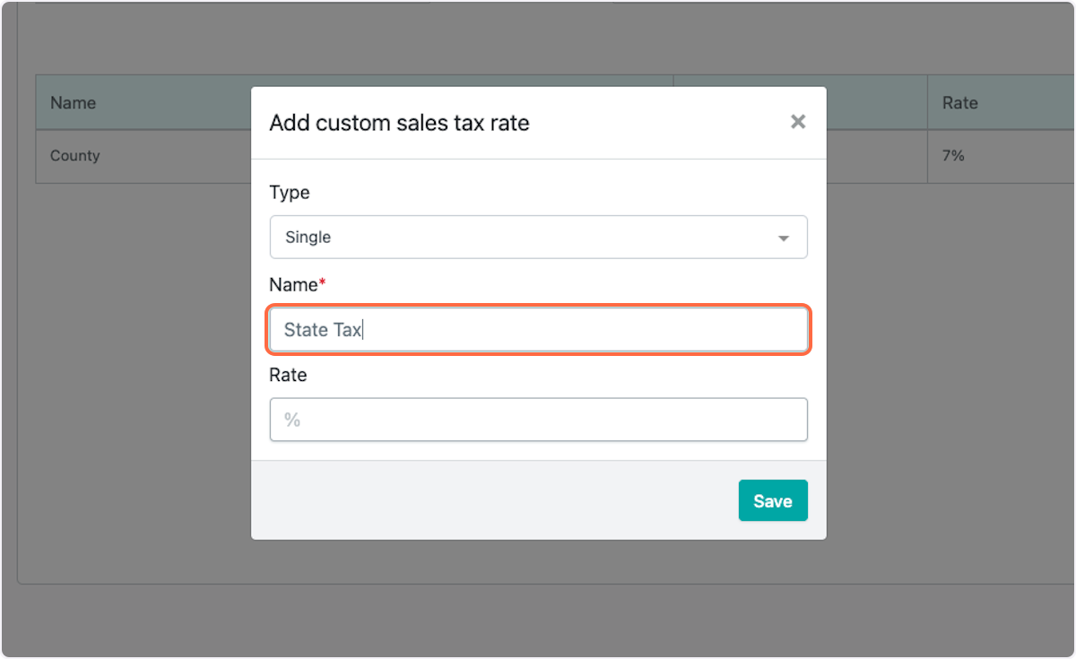 Select Type (Single or Combined), Enter Name and Rate