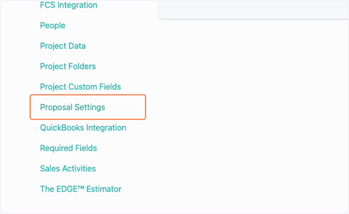 Click on Proposal Settings