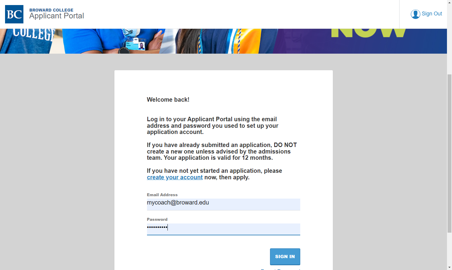 Click on SIGN IN