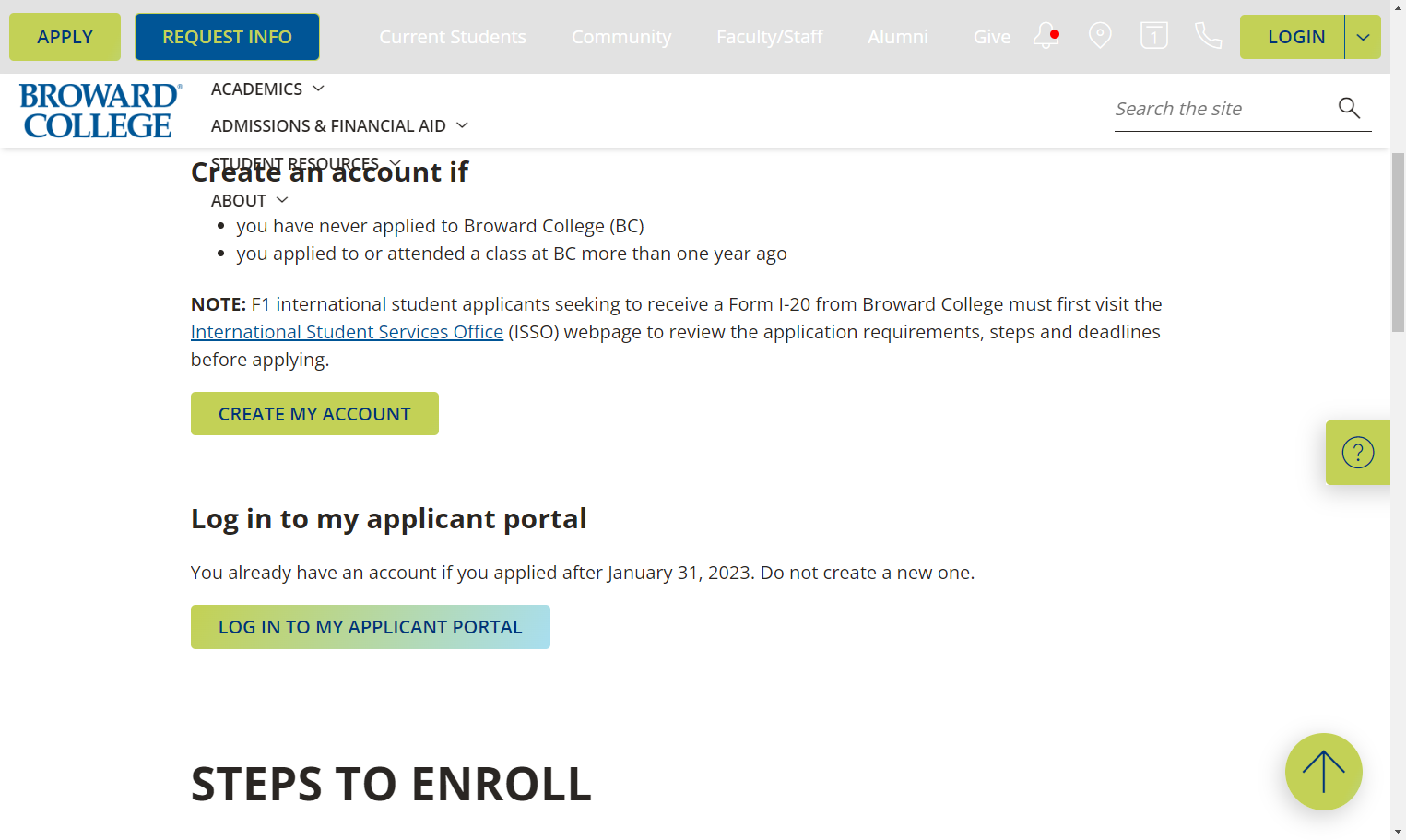 Click on LOG IN TO MY APPLICANT PORTAL