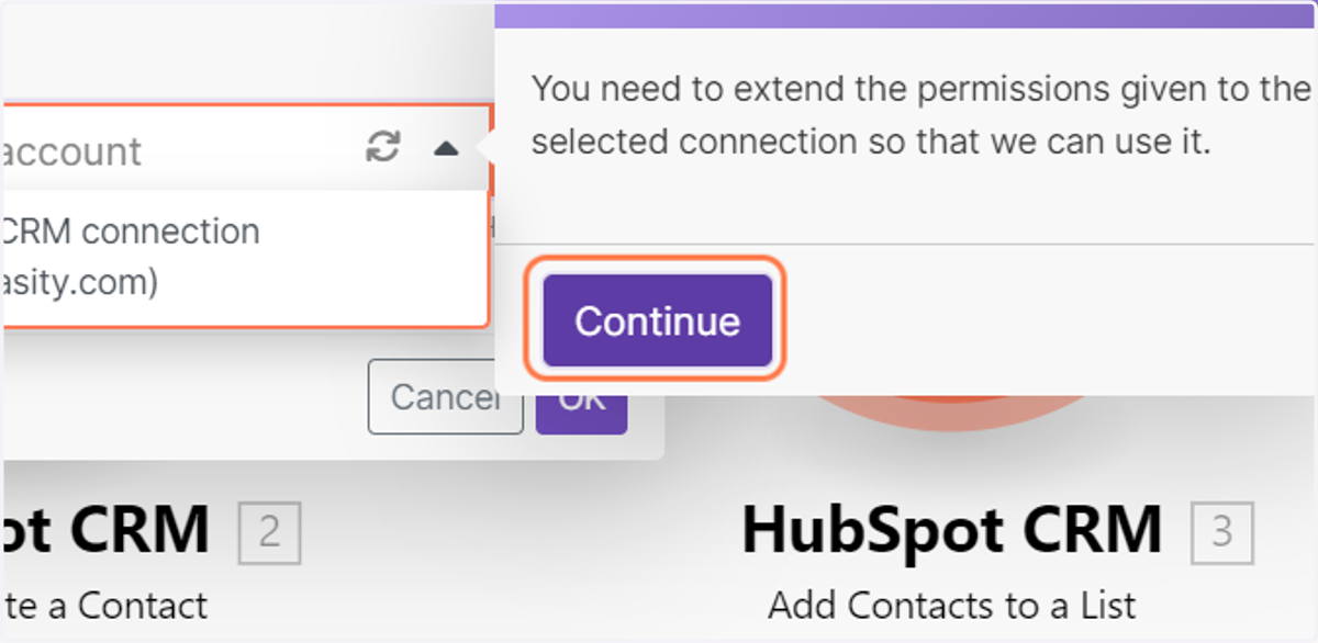 Continue and authenticate