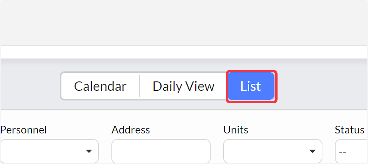 Select List from the three tabs located at top of page.