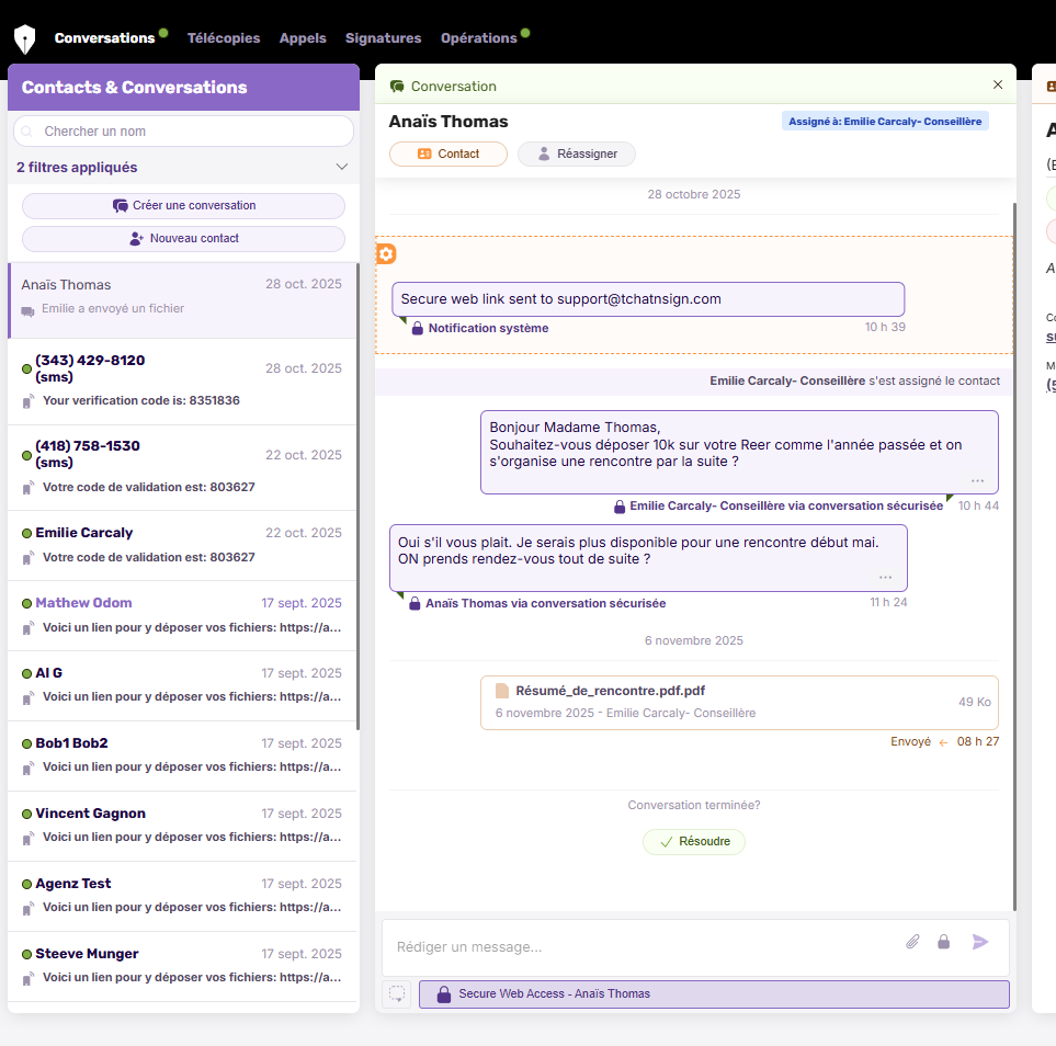 Assurez-vous d'être sur le bon canal de communication