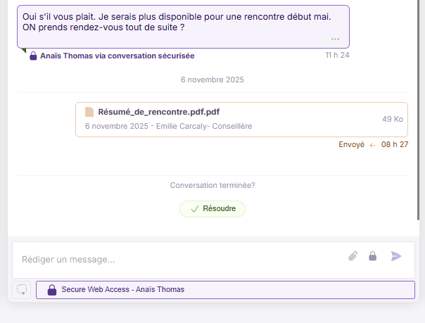 Vos fichier apparaissent dans la conversation