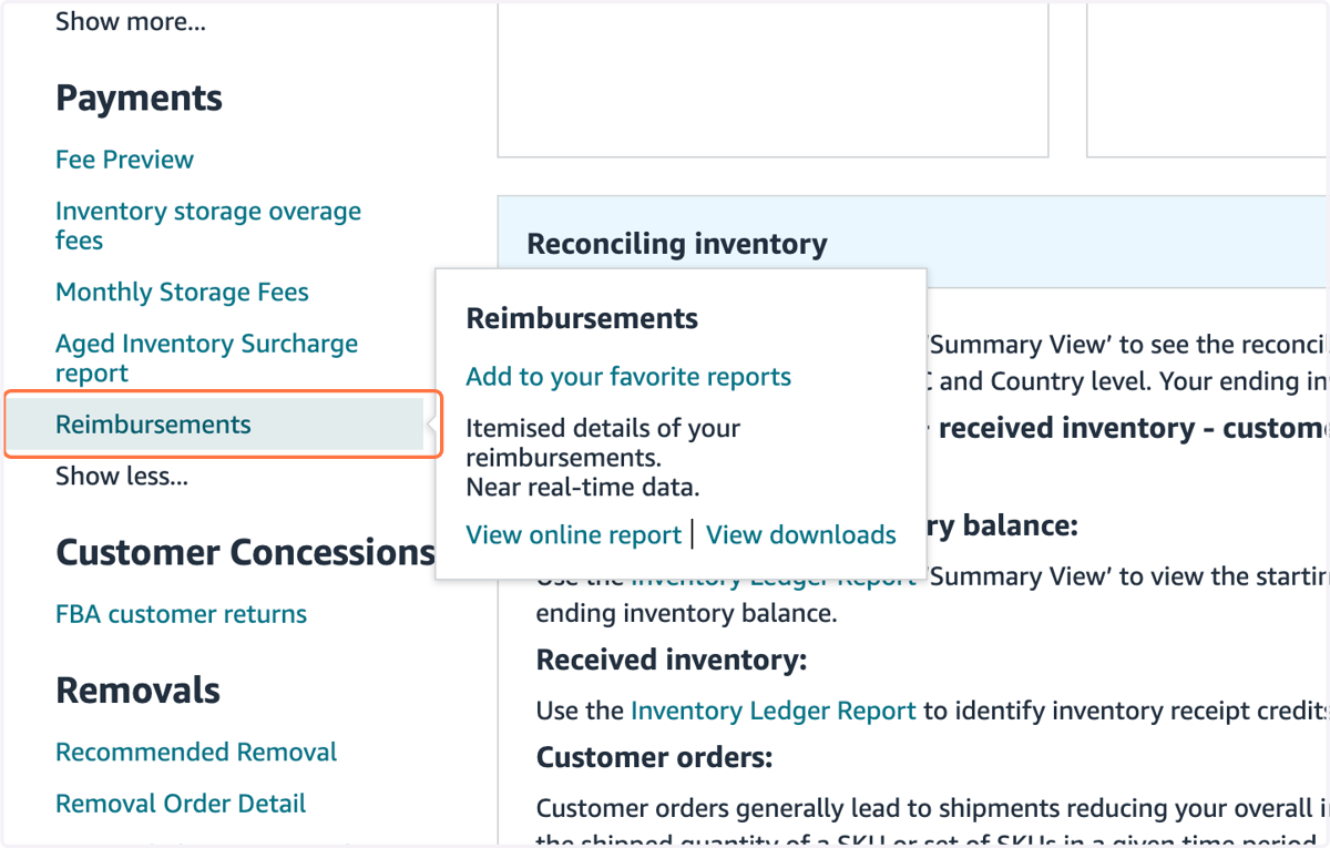 Click on Reimbursements