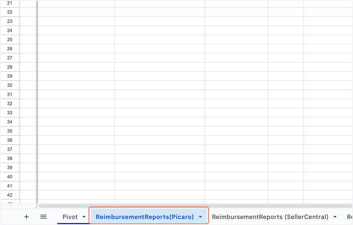 ReimbursementReports(Picaro)シートに移動