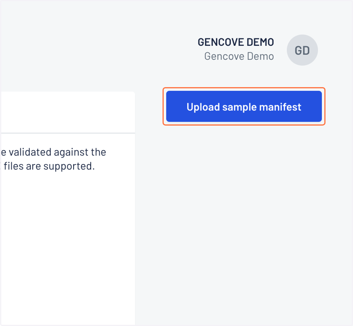 Click on Upload sample manifest