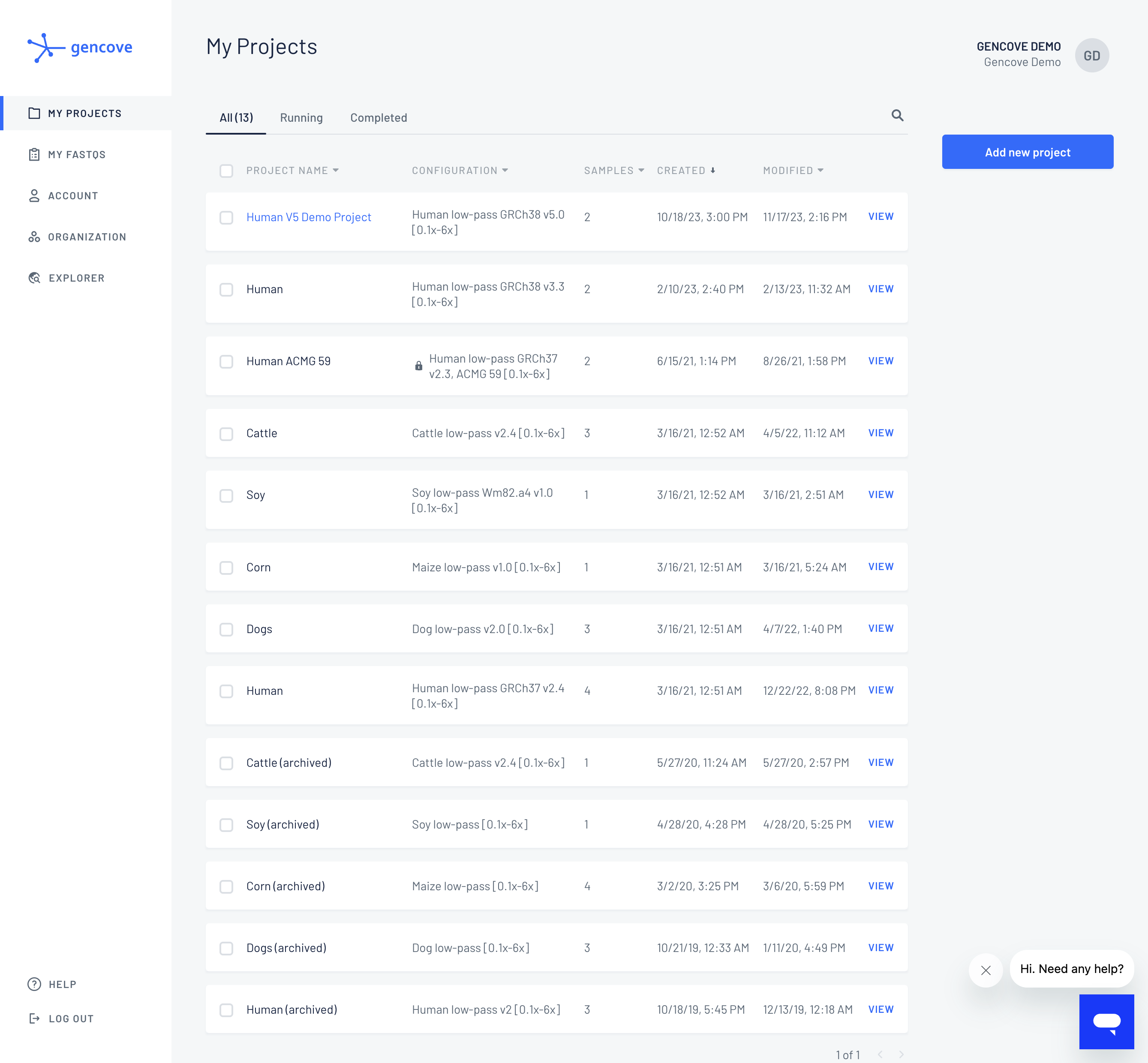 Log into your Gencove account and click on the project for which you are uploaded a manifest.