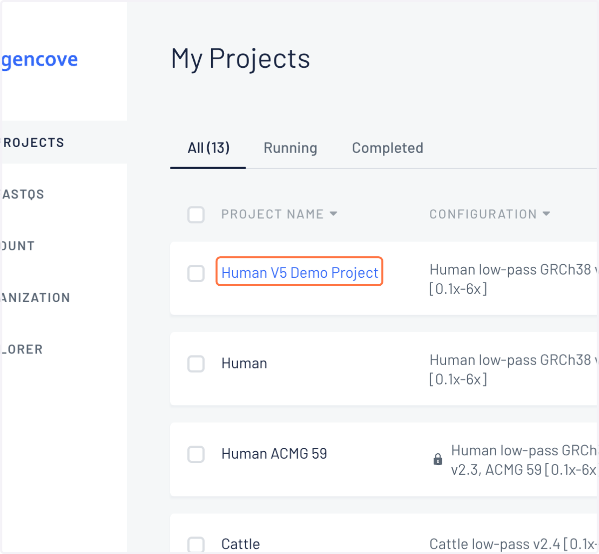 Log into your Gencove account and click on the project for which you are uploaded a manifest.