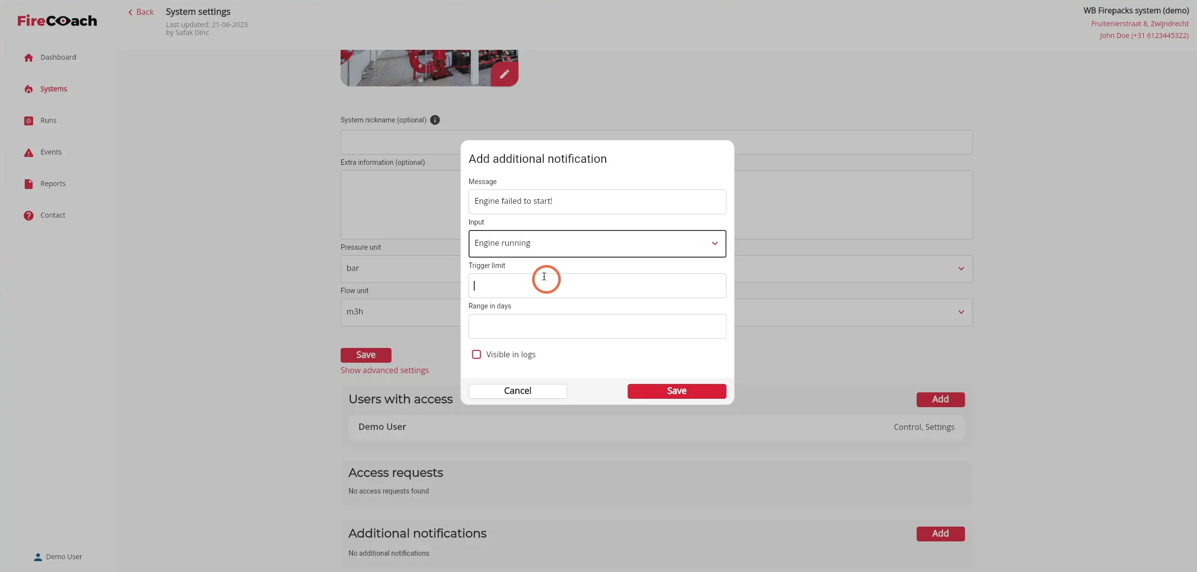 Fill in the number of attempts that need to happen before a notification is send